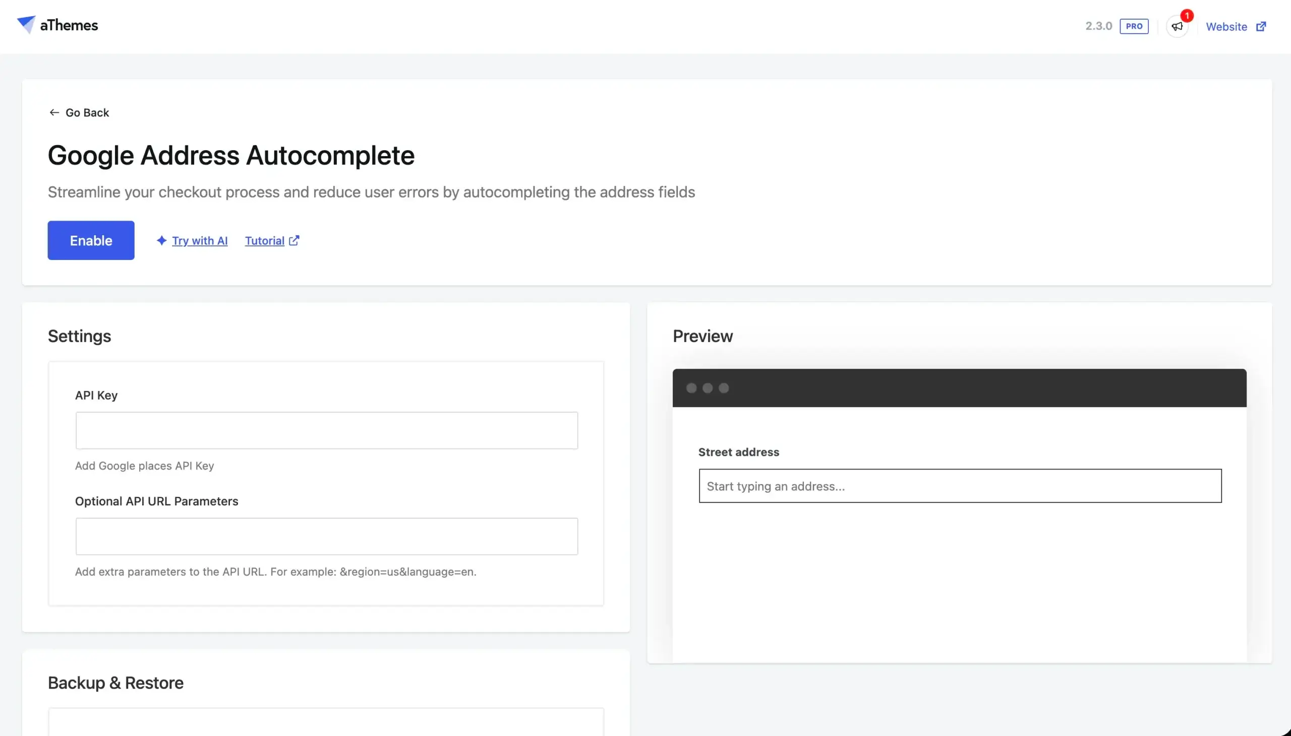 Google Address Autocomplete APi Key and URL Parameters