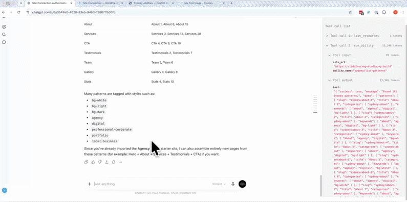 assistant building a page from patterns