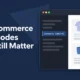 Hero banner: 'WooCommerce Shortcodes That Still Matter' on a dark blue background with a laptop UI showing product cards on the right.