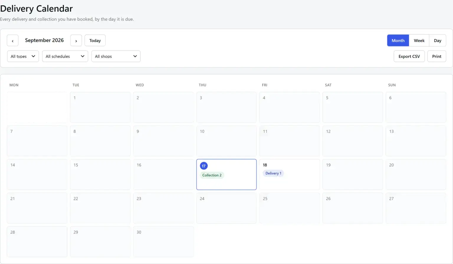 delivery-calendar – aThemes The Delivery Calendar gives you a full month, week, or day view of every booking
