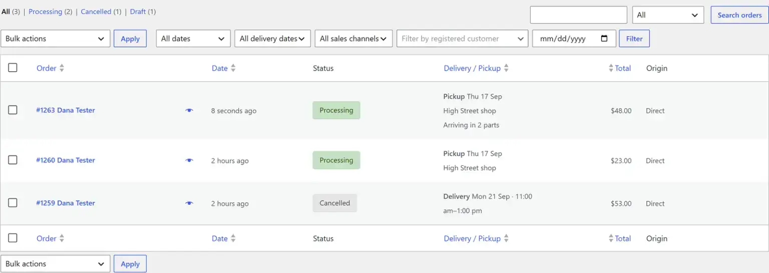 orders-list-delivery-column – aThemes Filter orders by delivery date directly from your WooCommerce orders list.
