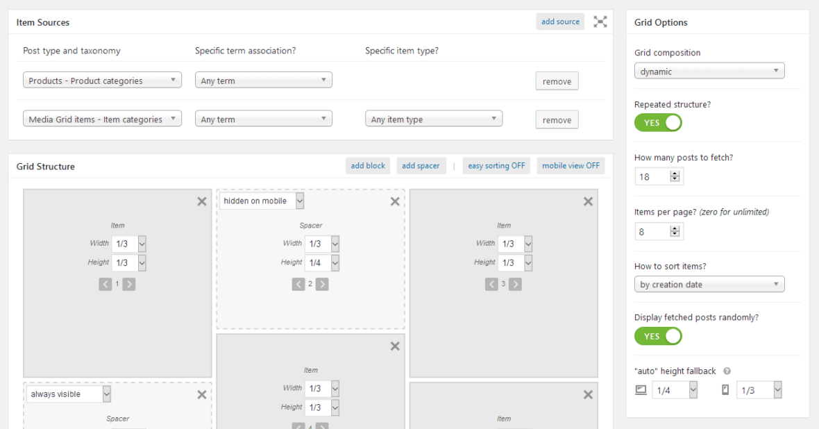 Grid options. Media grid. product grid. grid builder. service grid plugin for wordpress.