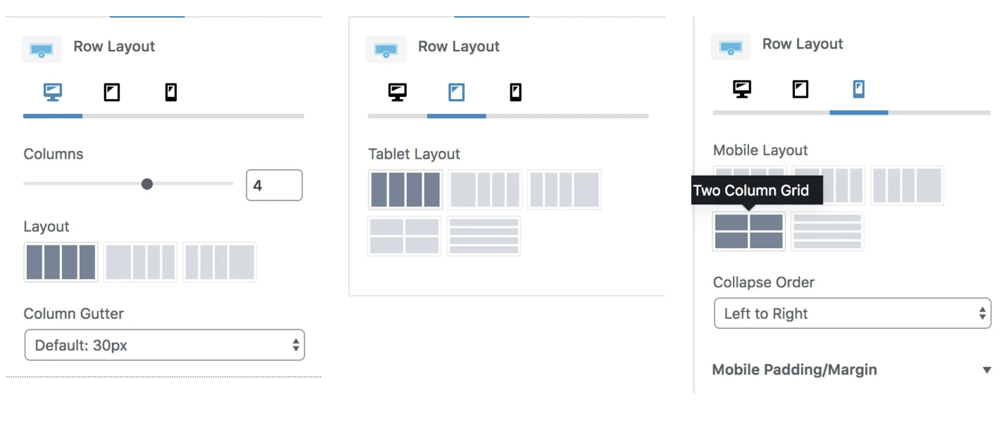 Row layout. Row layout